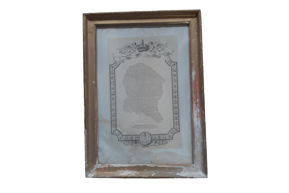 Testament et dernières paroles de Louis XVI, calligramme vers 1847-51