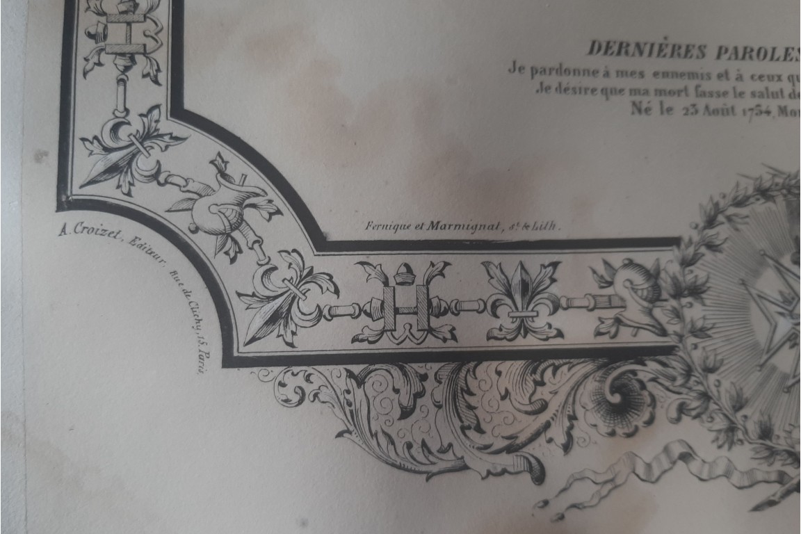 Testament et dernières paroles de Louis XVI, calligramme vers 1847-51