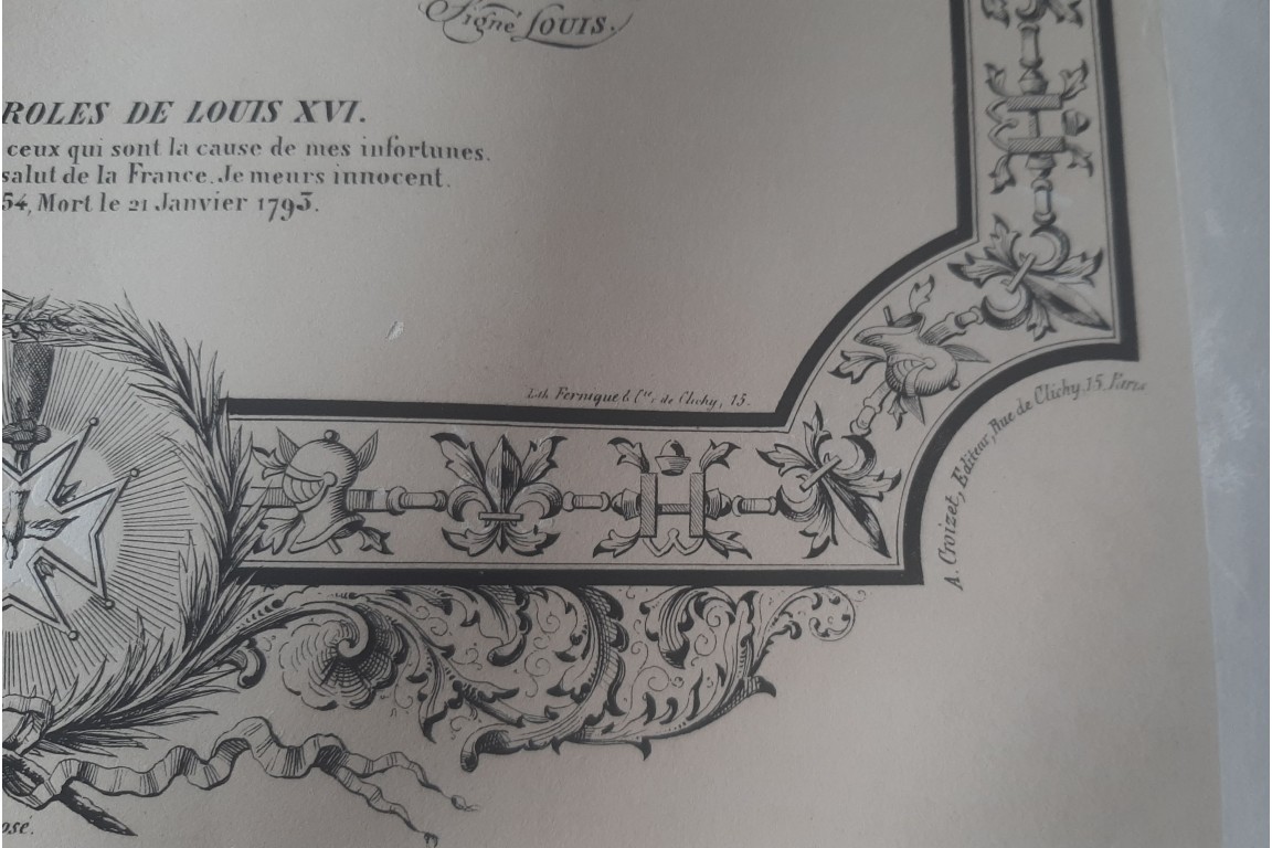 Testament et dernières paroles de Louis XVI, calligramme vers 1847-51