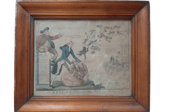 The abolition of the Irish Parliament in 1800–1801. Satirical engraving.