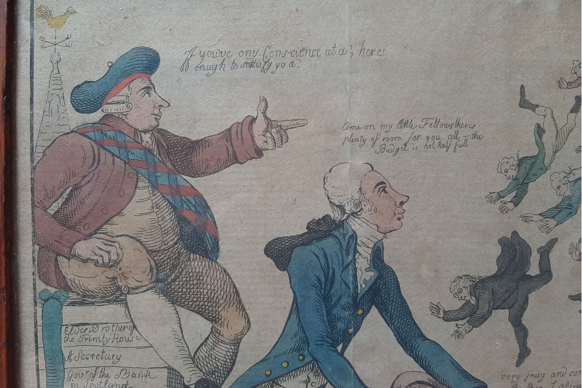 Le démantèlement du Parlement Irlandais en 1800-1801. Gravure satirique.