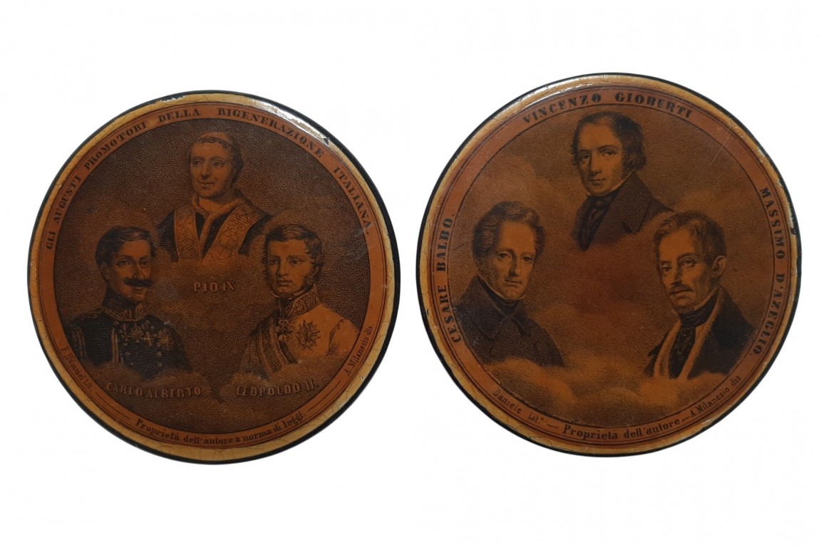 The leading figures of Italian unification, snuffbox circa 1848