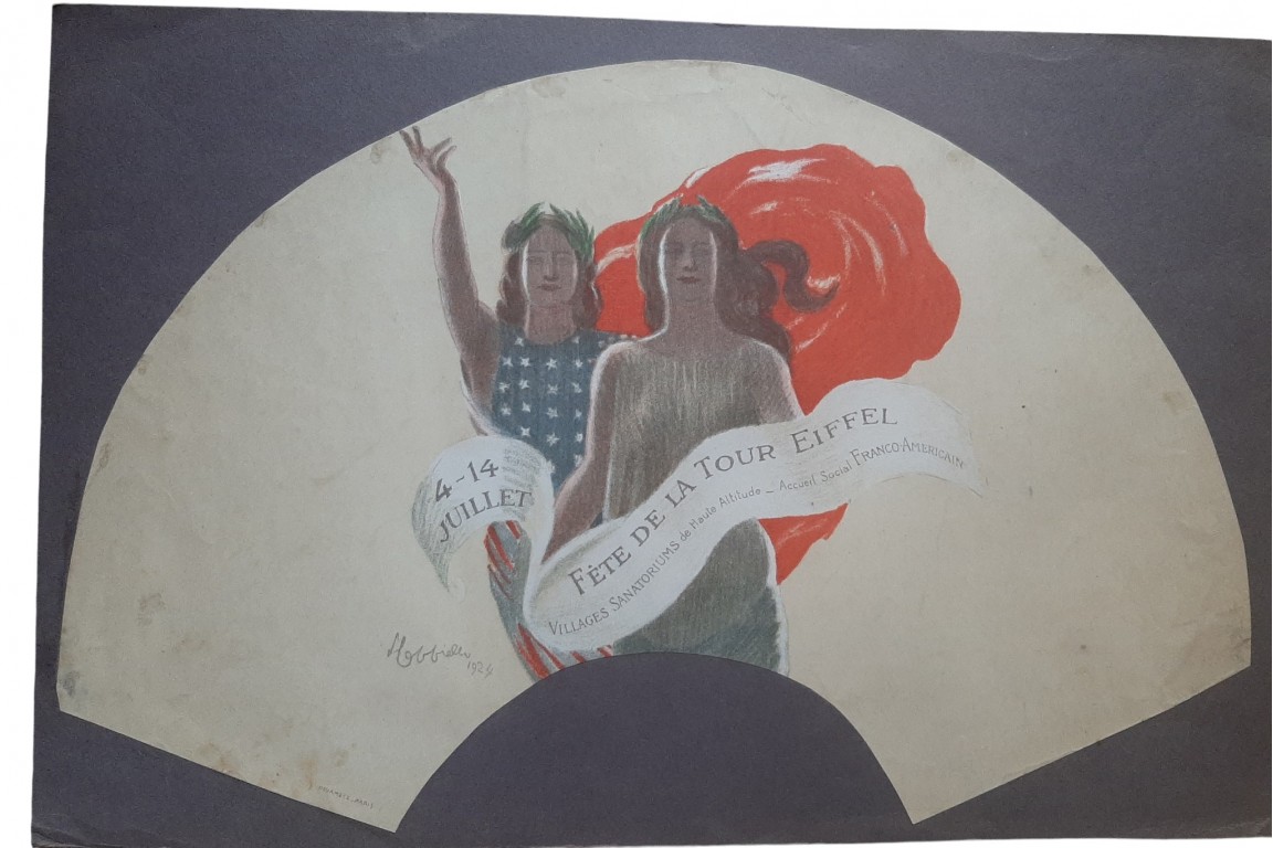 Eiffel Tower Festival in aid of the Sanatorium Villages, fan by Cappiello, 1924