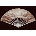 The young dog trainers, sepia-toned fan circa 1770-1800