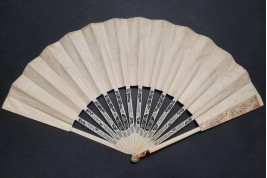 The young dog trainers, sepia-toned fan circa 1770-1800