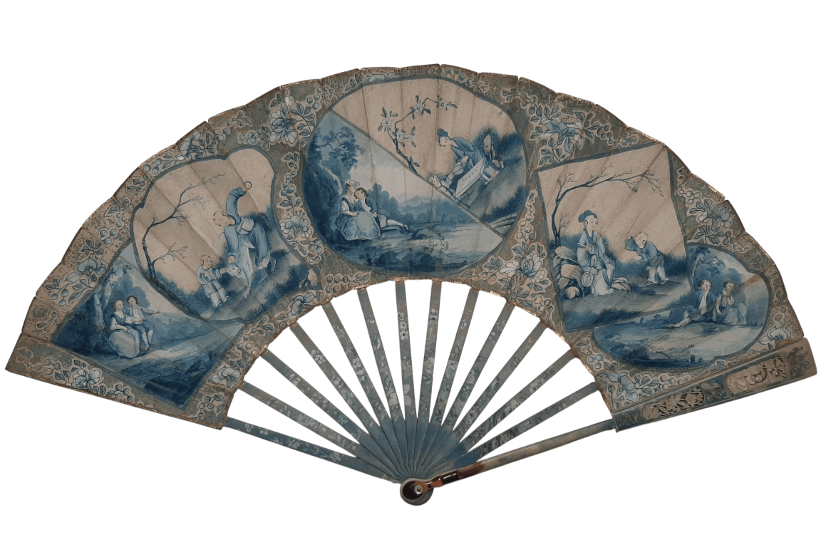 White & blue or West & East. fan circa 1770