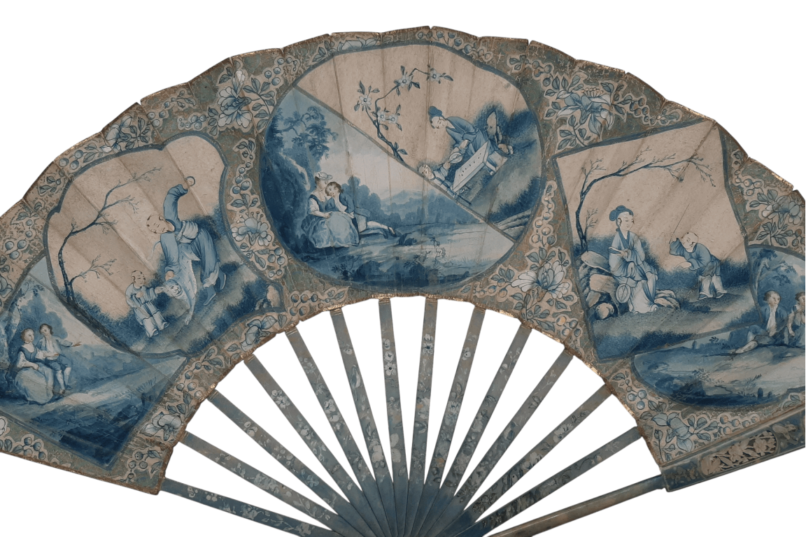 White & blue or West & East. fan circa 1770