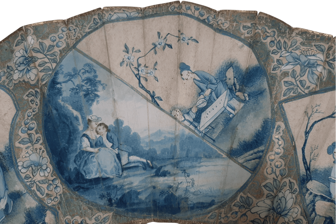 White & blue or West & East. fan circa 1770