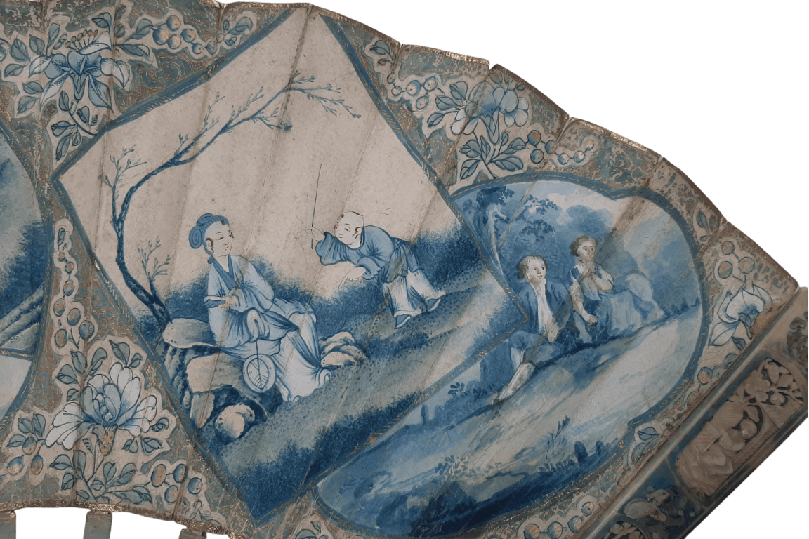 White & blue or West & East. fan circa 1770