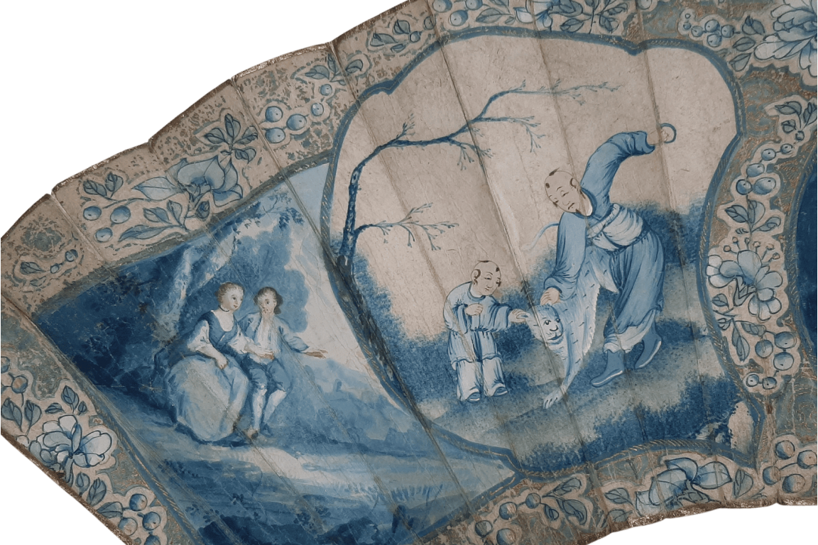 White & blue or West & East. fan circa 1770