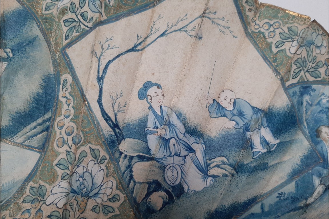 White & blue or West & East. fan circa 1770