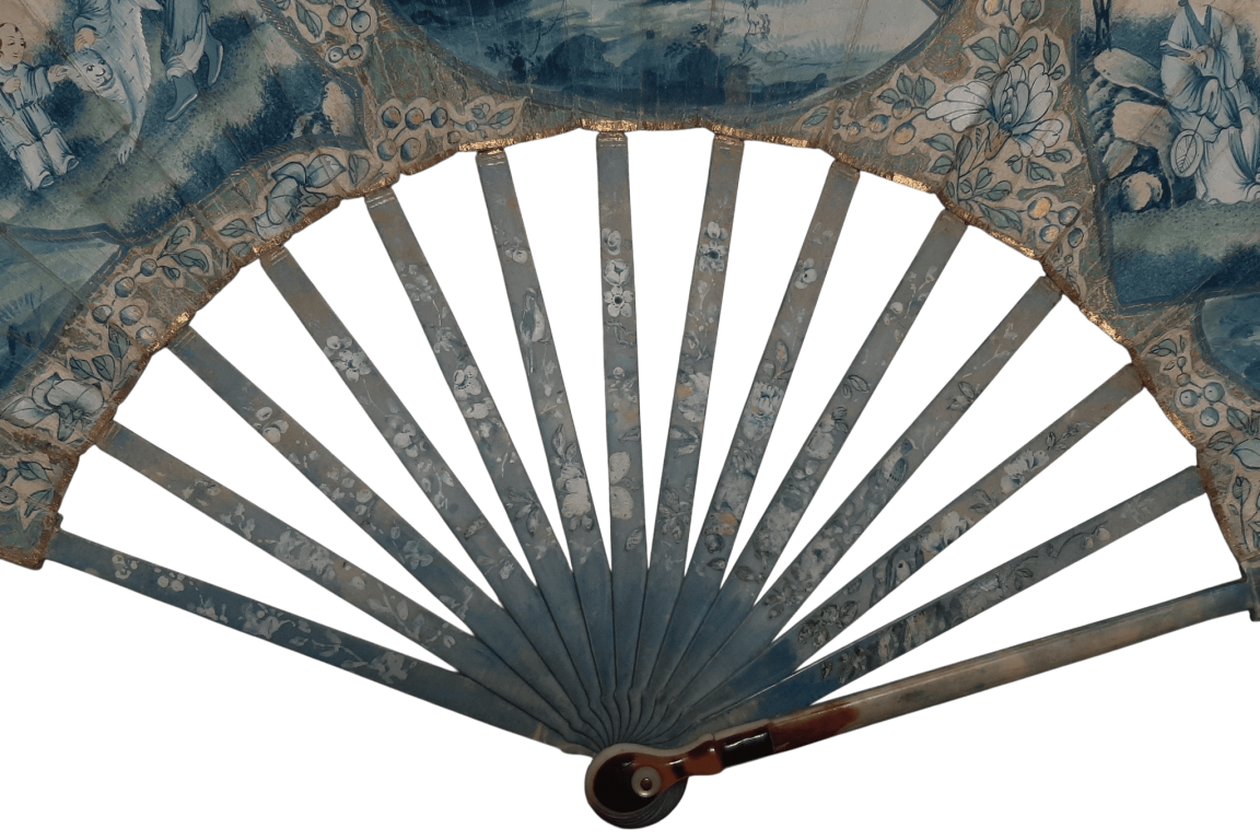White & blue or West & East. fan circa 1770
