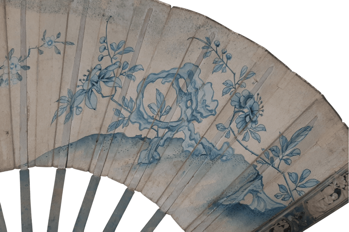 White & blue or West & East. fan circa 1770