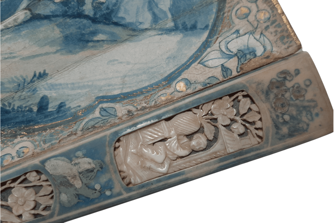 White & blue or West & East. fan circa 1770