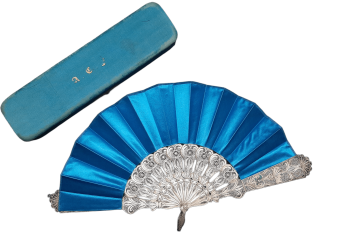 Blue silver, fan circa 1900