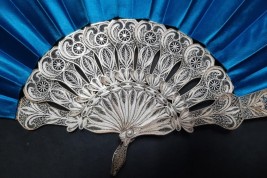 Blue silver, fan circa 1900