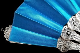 Blue silver, fan circa 1900