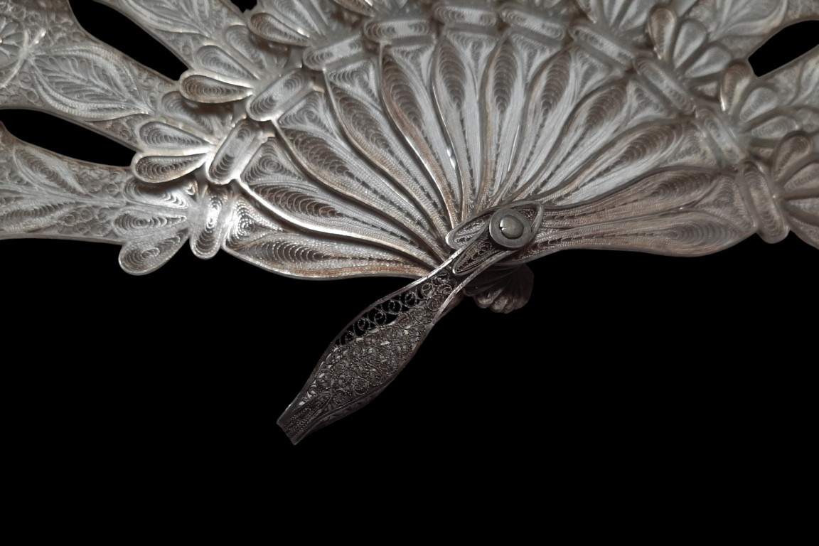 Blue silver, fan circa 1900