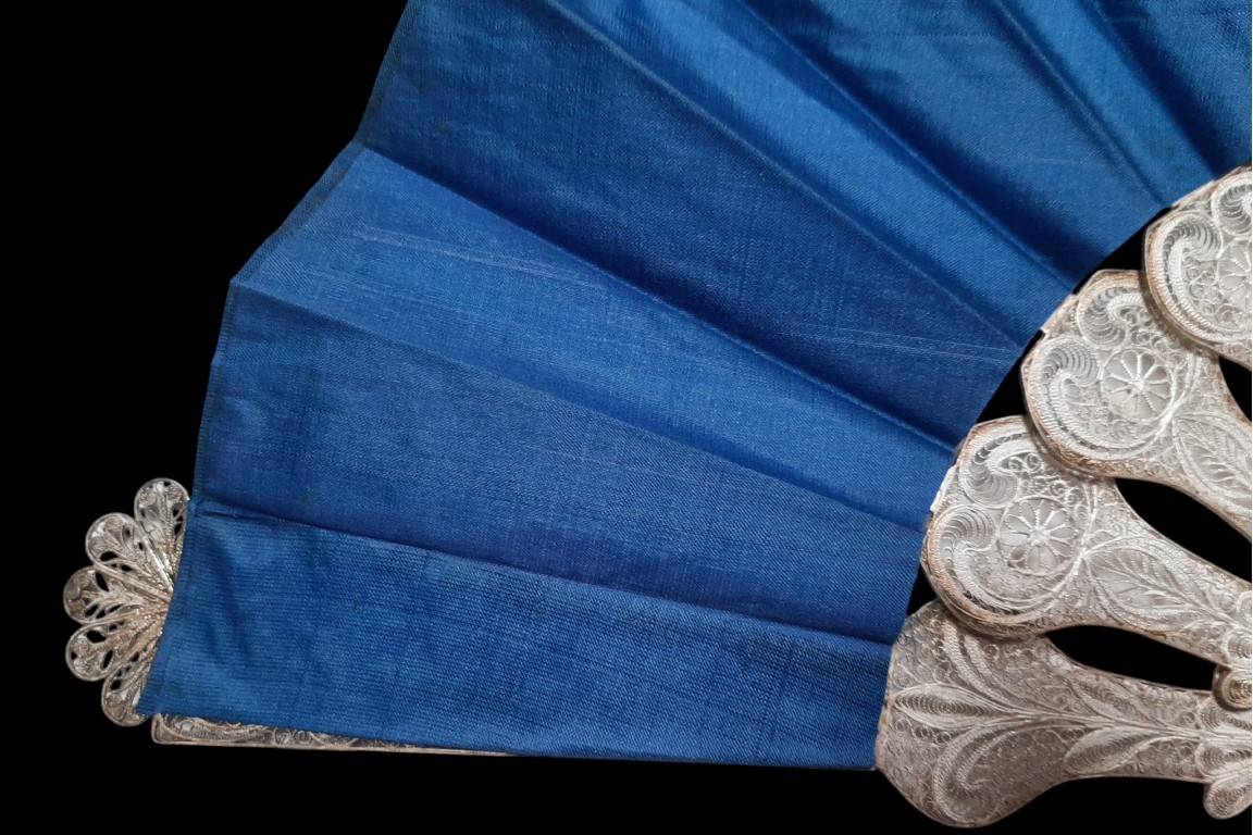 Blue silver, fan circa 1900