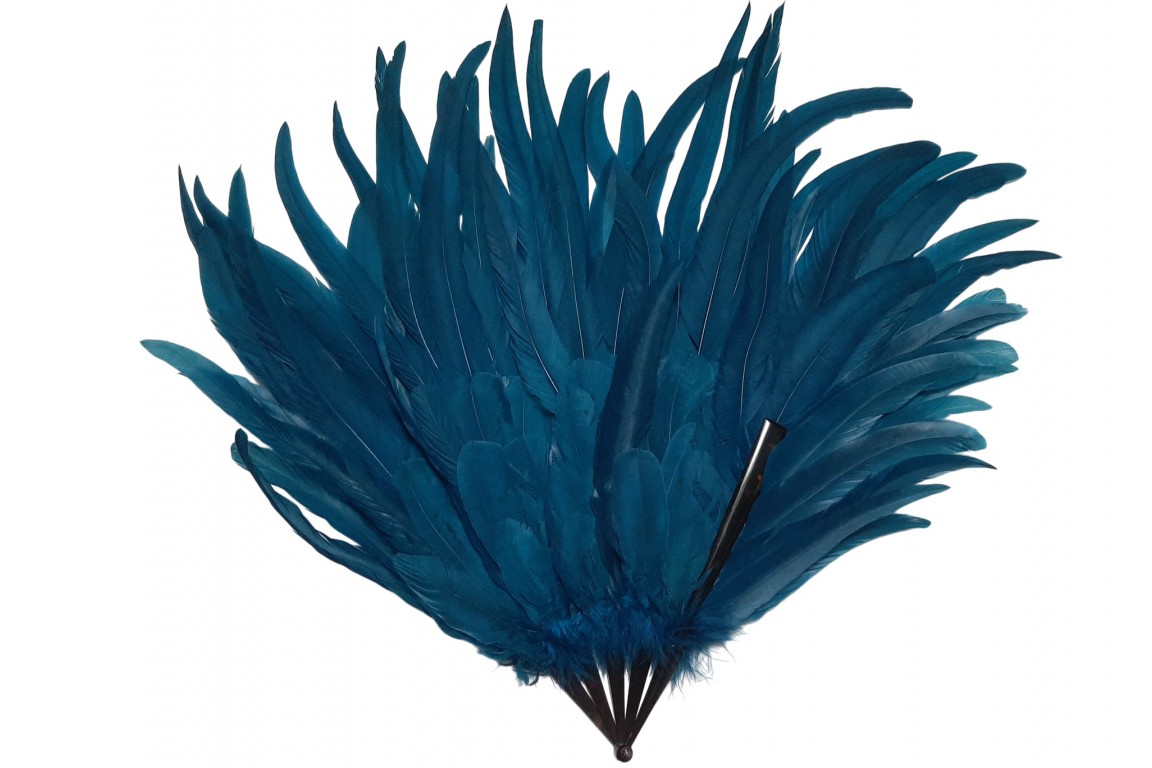 Blue rooster, art deco fan