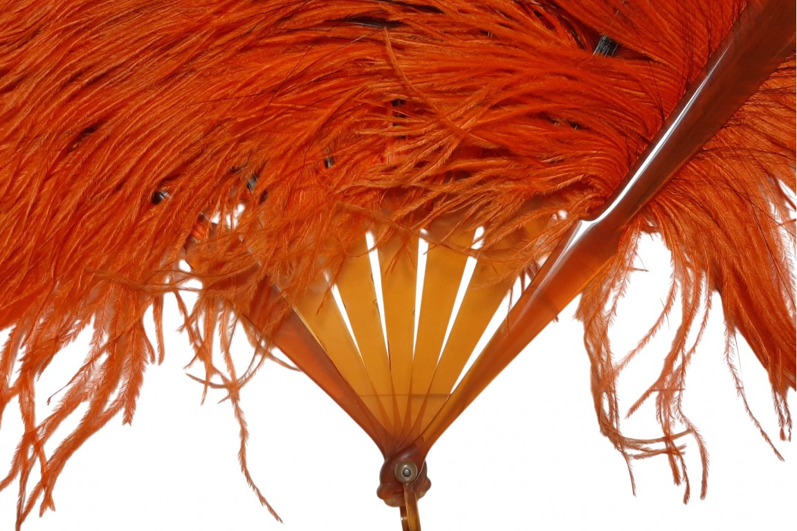 Orange and black, art deco fan