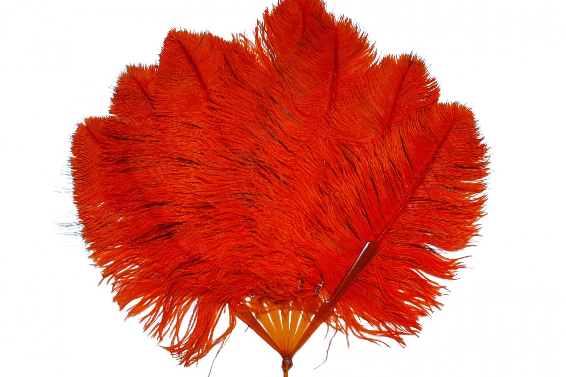 Orange and black, art deco fan