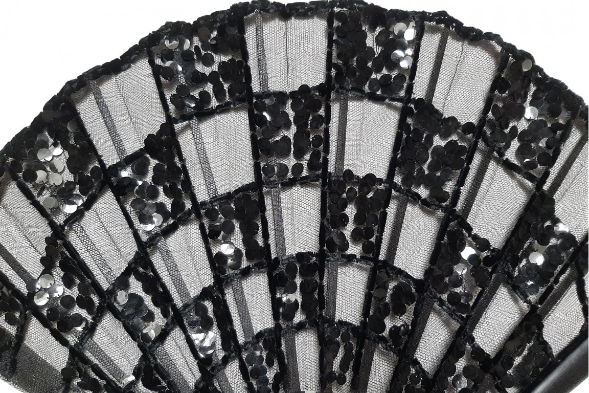 Black checkerboard, fan circa 1925