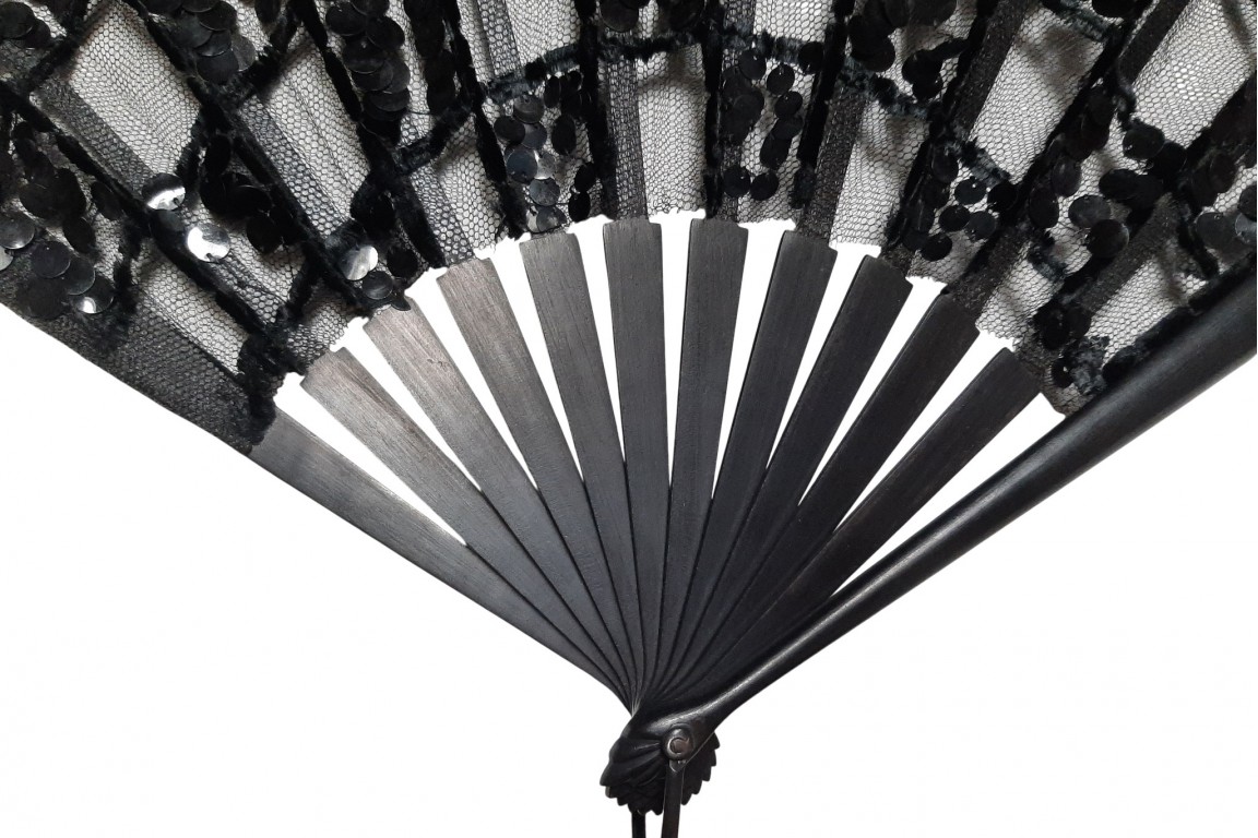 Black checkerboard, fan circa 1925