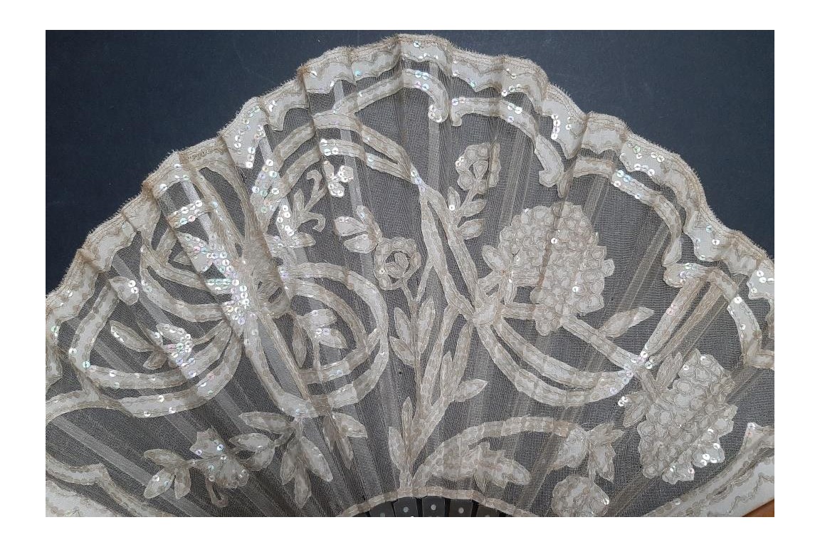 White flowers, art nouveau fan