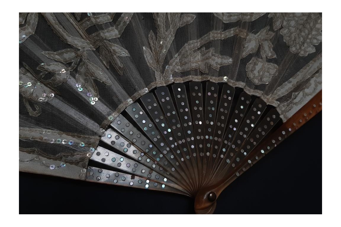 White flowers, art nouveau fan
