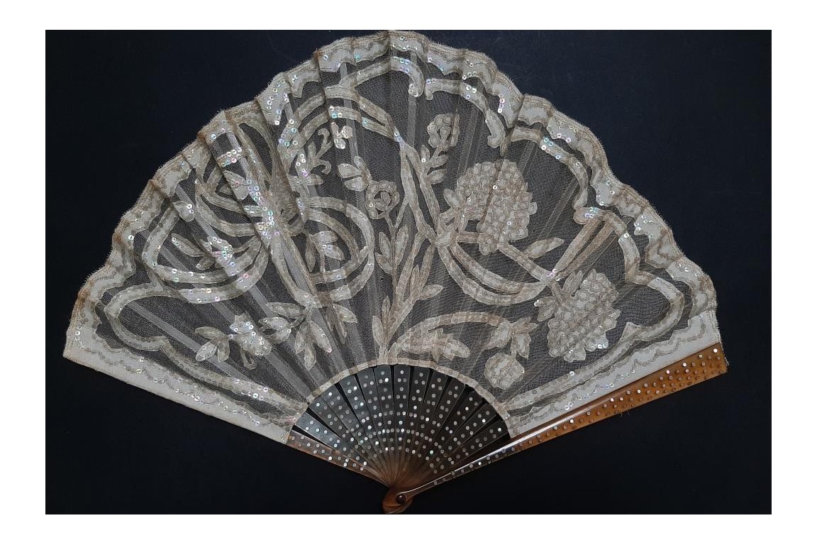 White flowers, art nouveau fan