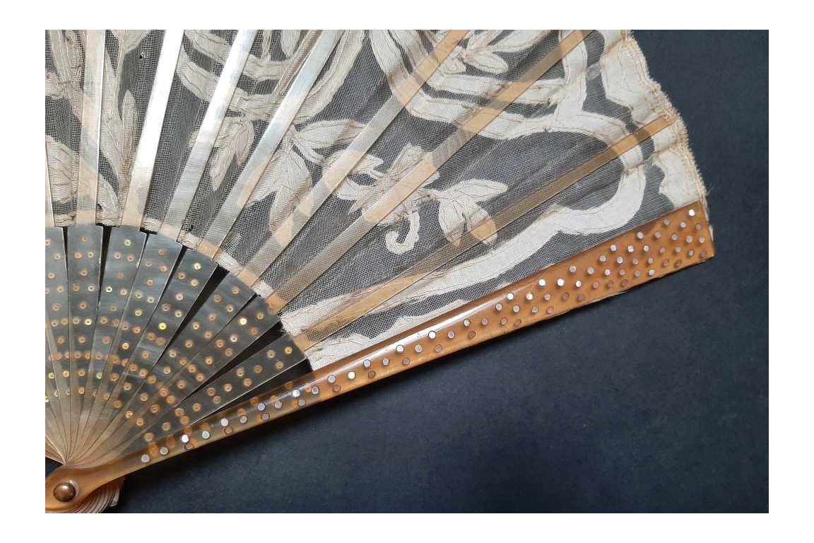 White flowers, art nouveau fan