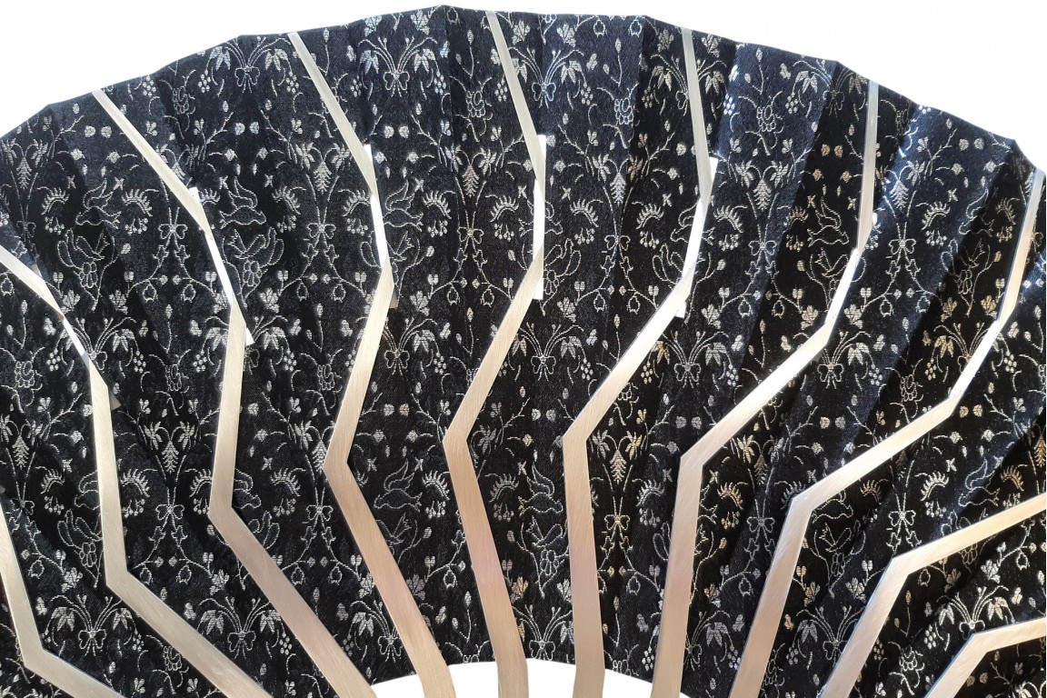 Sylvain Le Guen's black and silver openwork fans, a pair, 2025