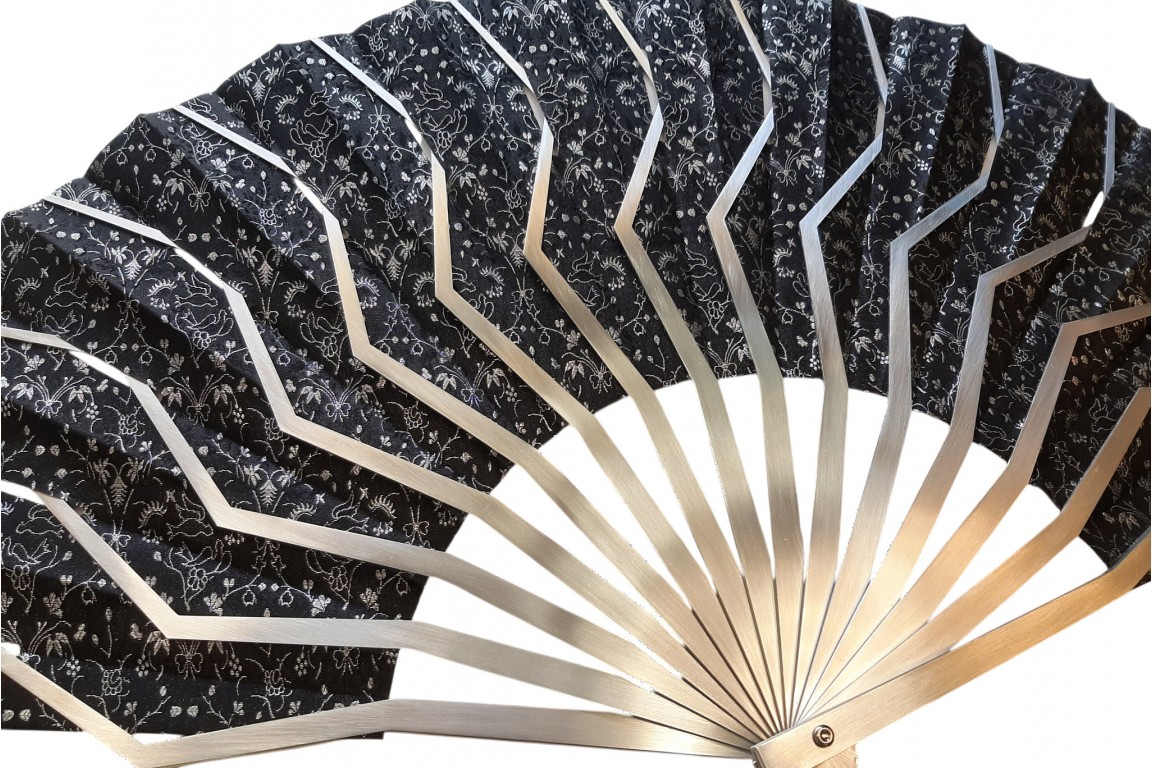 Sylvain Le Guen's black and silver openwork fans, a pair, 2025
