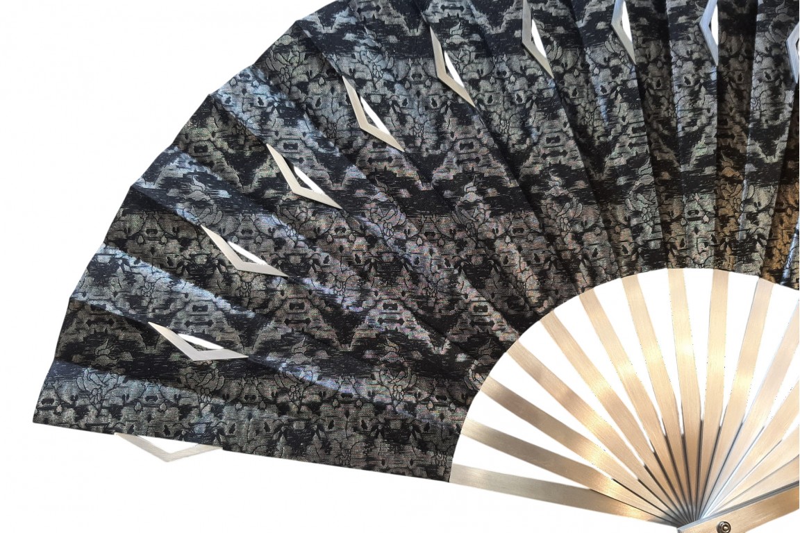 Sylvain Le Guen's black and silver openwork fans, a pair, 2025