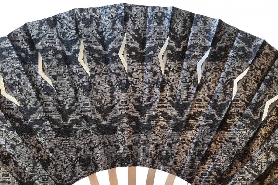 Sylvain Le Guen's black and silver openwork fans, a pair, 2025