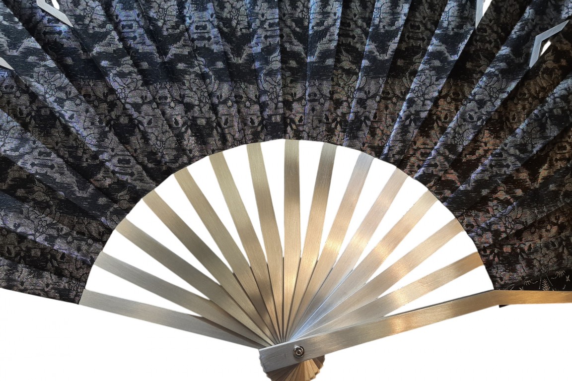 Sylvain Le Guen's black and silver openwork fans, a pair, 2025