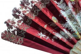 Red and gold flowers, fan circa 1890