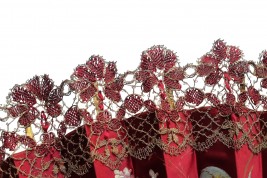 Red and gold flowers, fan circa 1890