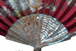 Red and gold flowers, fan circa 1890