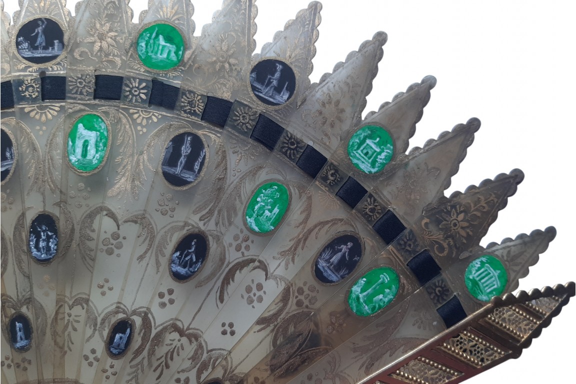 Black and green Wedgwood style, fan circa 1830