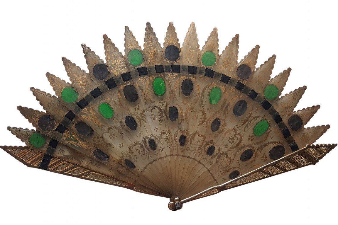 Black and green Wedgwood style, fan circa 1830