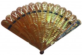 Comtesse et Marquise jaune, éventail fin XIXe siècle