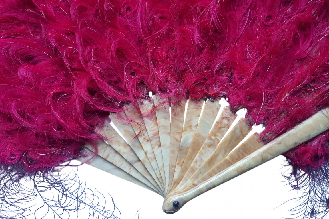 Blue, pink and green. Art deco fans