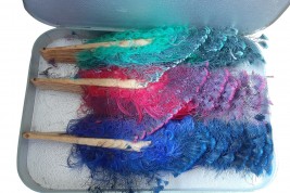 Bleu, rose et vert. Éventails art déco