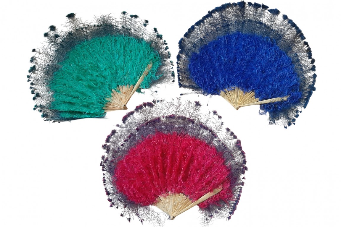 Bleu, rose et vert. Éventails art déco