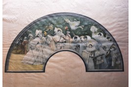 Pierrot at the carnival, fan leaf by Georges Clairin circa 1900