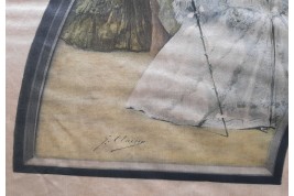 Le carnaval de Pierrot, feuille d'éventail d'après Georges Clairin vers 1900