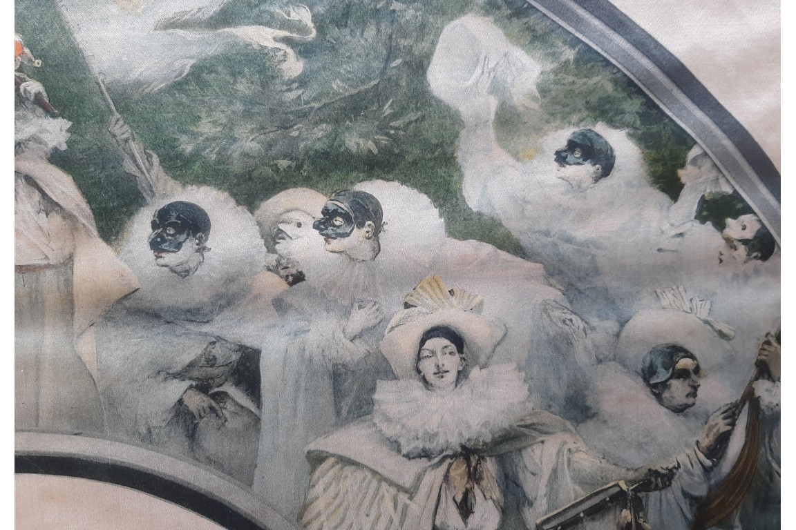 Pierrot at the carnival, fan leaf by Georges Clairin circa 1900