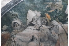 Pierrot at the carnival, fan leaf by Georges Clairin circa 1900